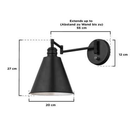 Westinghouse 61254 - Vägglampa TROCADERO 1xE27/60W/230V