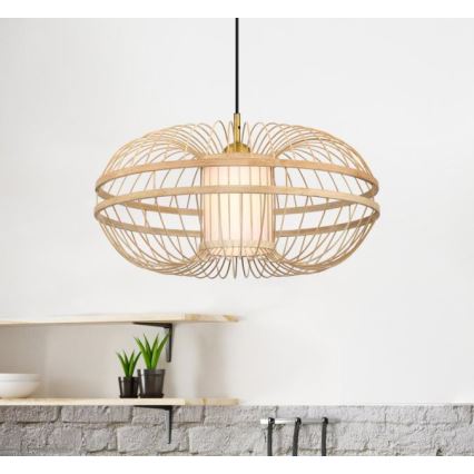 Westinghouse 61255 - Ljuskrona med textilsladd TULCEA 1xE27/60W/230V bambu