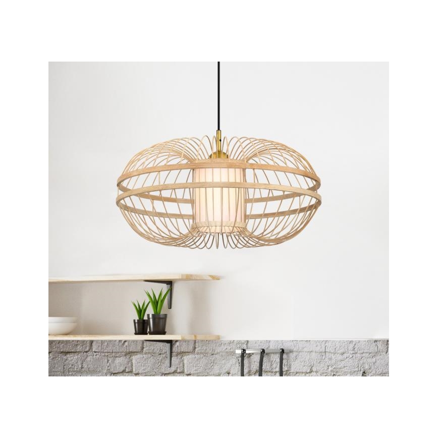 Westinghouse 61255 - Ljuskrona med textilsladd TULCEA 1xE27/60W/230V bambu