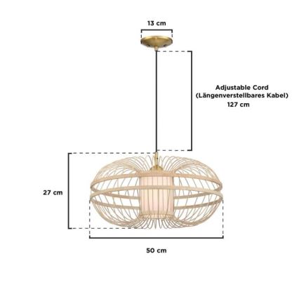 Westinghouse 61255 - Ljuskrona med textilsladd TULCEA 1xE27/60W/230V bambu