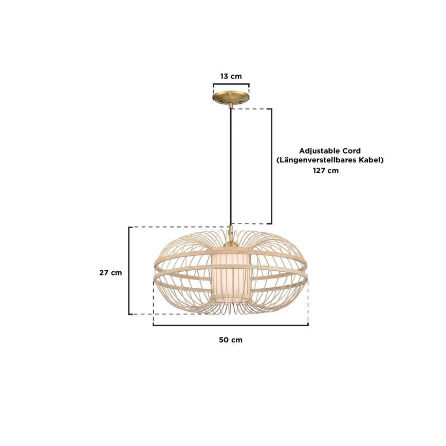 Westinghouse 61255 - Ljuskrona med textilsladd TULCEA 1xE27/60W/230V bambu