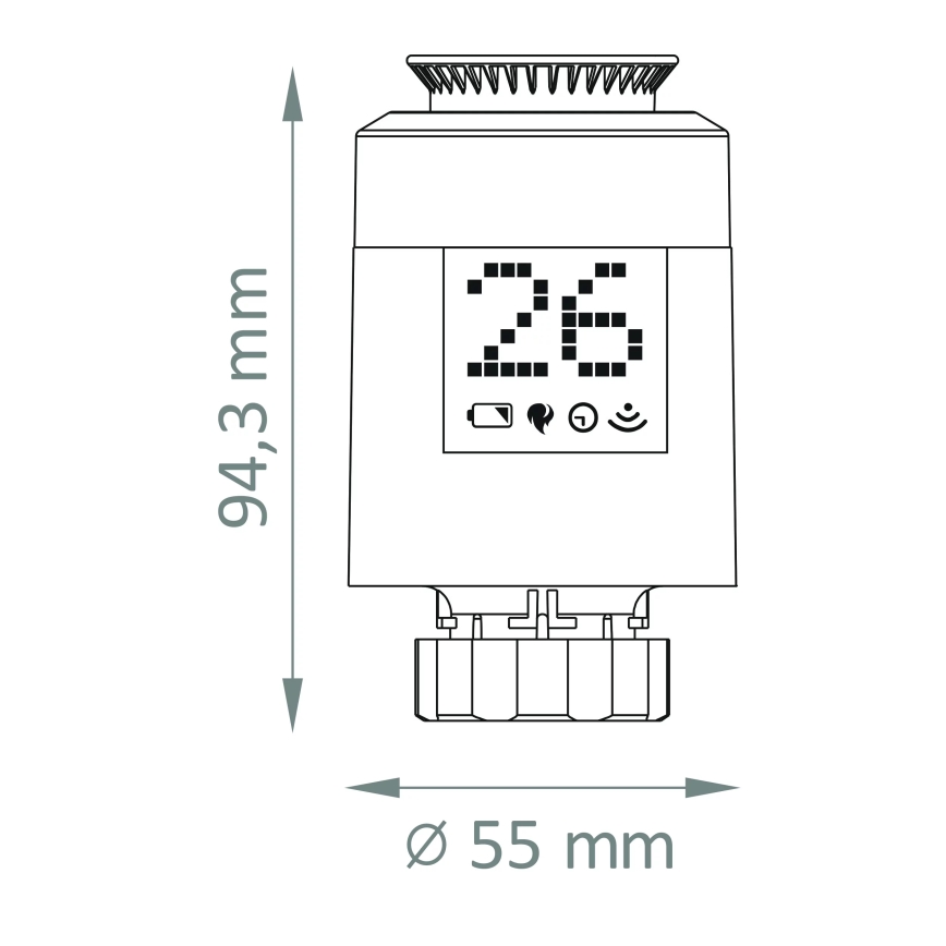 Wi-Fi ZigBee termostatventil 2xAA/3V Tuya