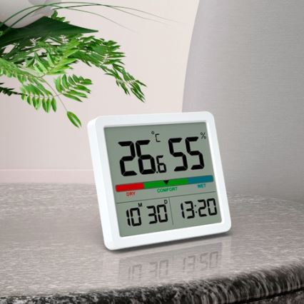 Winner Group - Digital termometer med LCD display och fuktighetsmätare 2xCR2032 vit