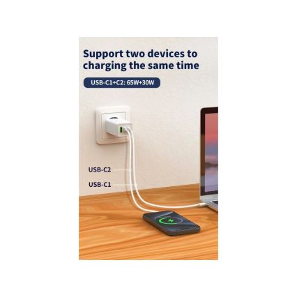 Winner Group - Laddningsadapter GaN 1xUSB-A + 2xUSB-C 100W vit