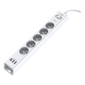 Winner Group - Överspänningsskydd 5 uttag + 2x USB-A + 1x USB-C vit