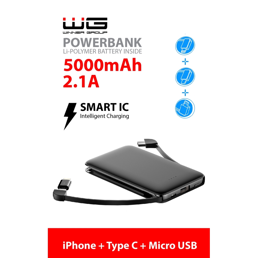 Winner Group - Powerbank 5000 mAh svart