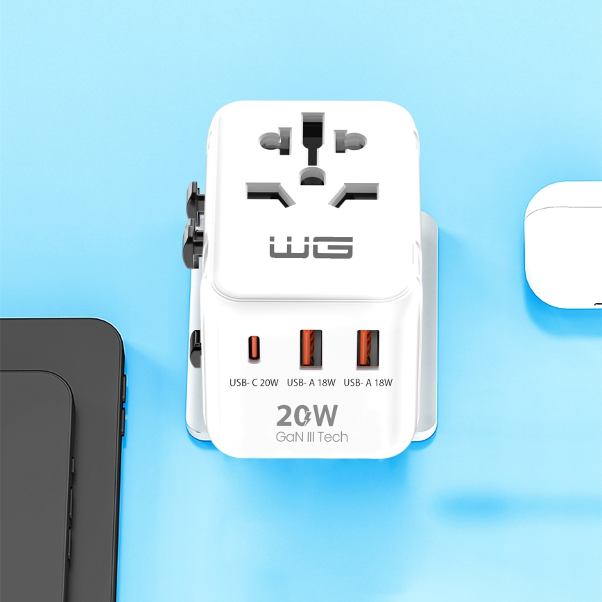 Winner Group - Reseadapter för snabbladdning Power Delivery 20W vit