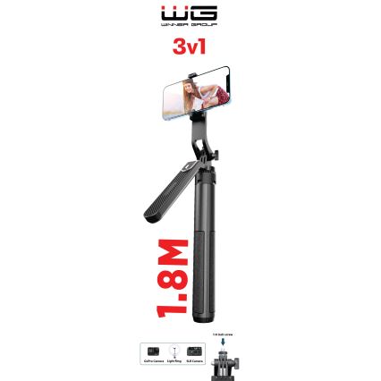 Winner Group - Selfie pinne 3i1 med stativ 55 mAh 180 cm svart