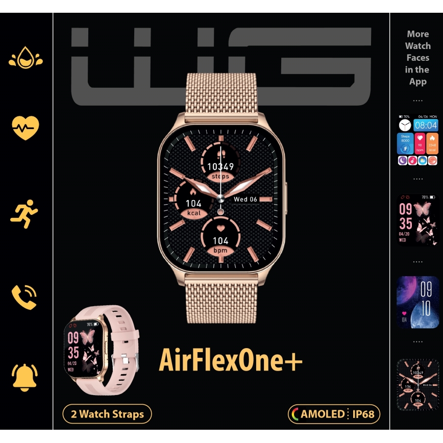 Winner Group - Smartklocka AirFlexOne+ 300 mAh IP68 guldfärgad