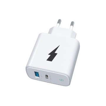Winner Group - Snabbladdningsadapter 1xUSB-C + 1xUSB-A Power Delivery 38W vit