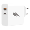 Winner Group - Snabbladdningsadapter 1xUSB-C + 1xUSB-A Power Delivery 45W vit