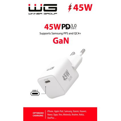 Winner Group - Snabbladdningsadapter 1xUSB-C Power Delivery 45W vit
