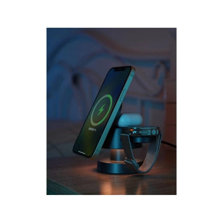 Winner Group - Trådlös laddare 4-i-1 MUSH8OOM 27W antracit