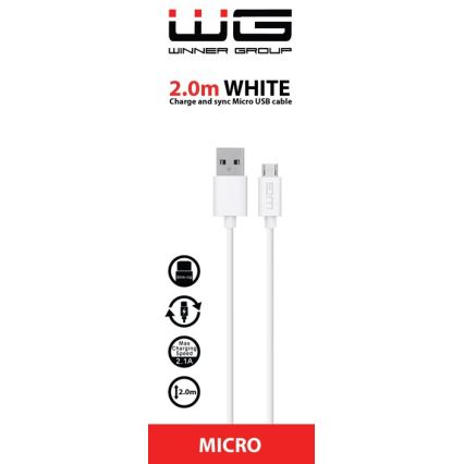 Winner Group - USB-kabel Micro USB / USB-A 2m vit