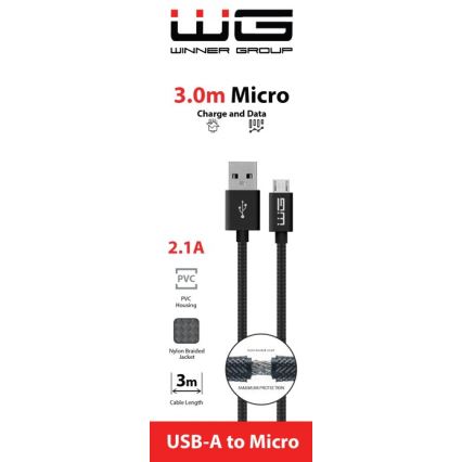 Winner Group - USB-kabel Micro USB / USB-A 3m svart