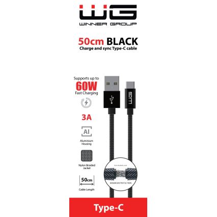 Winner Group - USB-kabel USB-C / USB-A 60W 50cm svart