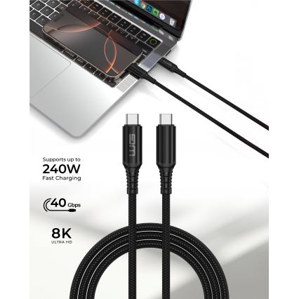 Winner Group - USB-kabel USB-C / USB-C 240W 1m svart