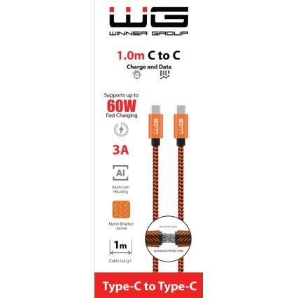 Winner Group - USB-kabel USB-C / USB-C 60W 1m orange