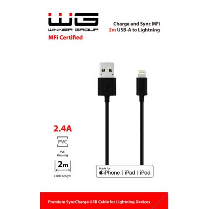 Winner Group - USB-kabel MFI Lightning / USB-A 2m svart
