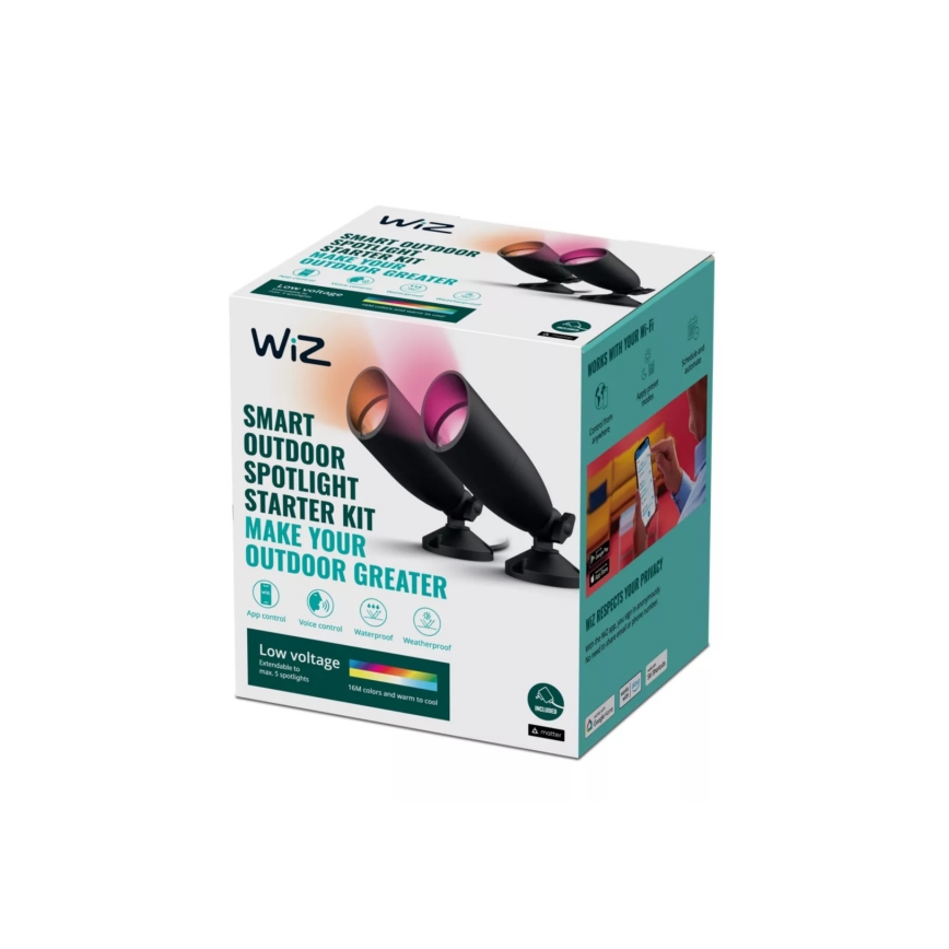 WiZ - SET 2x LED RGBW Dimbart utomhusspotlight SPOT LED/10W/230V 2700-5000K IP65 Wi-Fi