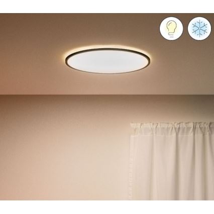 WiZ - LED Dimbar taklampa SUPERSLIM LED/22W/230V svart Wi-Fi