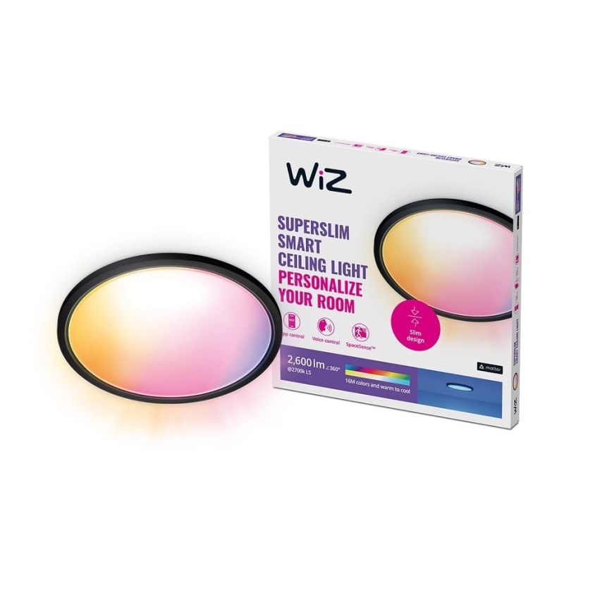 WiZ - LED RGB Dimbart taklampa SUPERSLIM LED/32W/230V 2700-6500K Wi-Fi svart