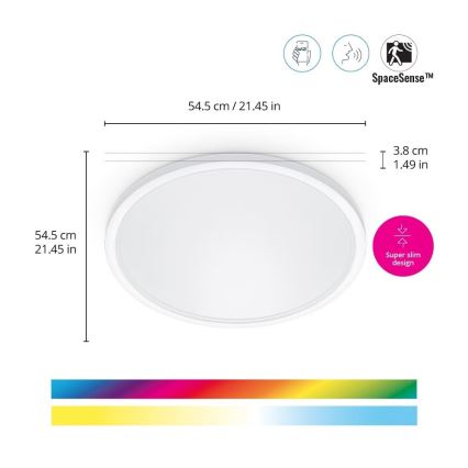 WiZ - LED RGB Dimbart taklampa SUPERSLIM LED/32W/230V 2700-6500K Wi-Fi vit