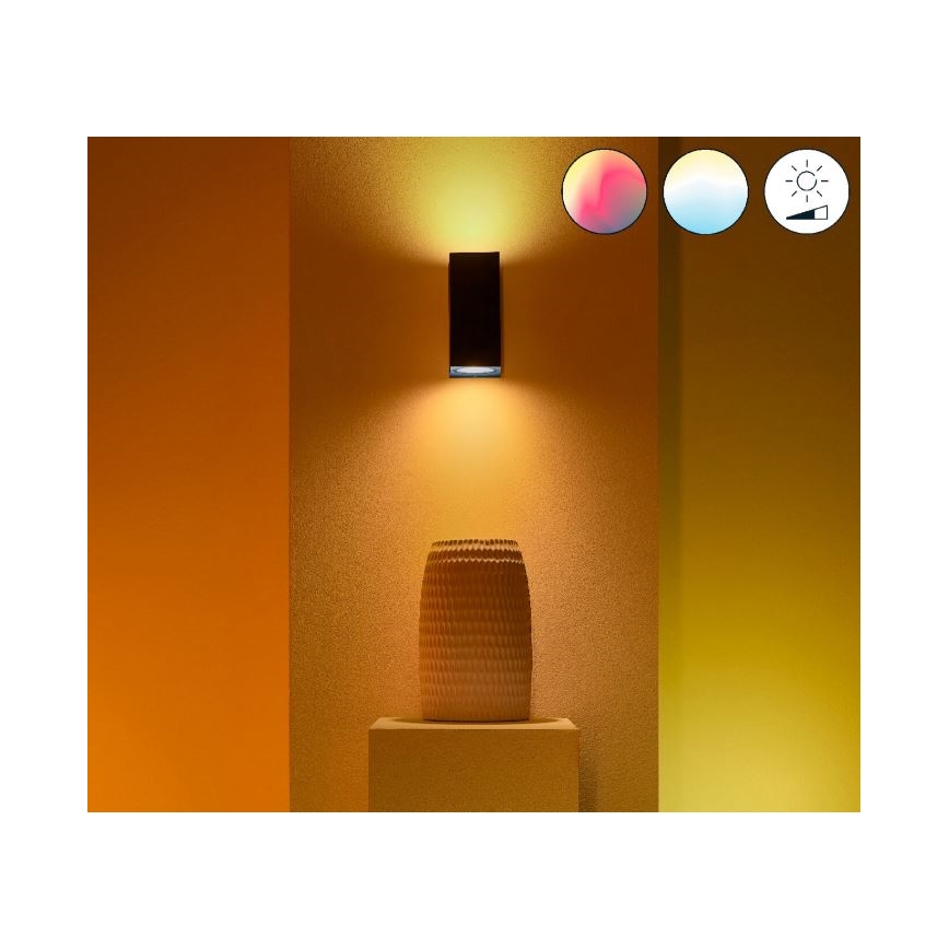 WiZ -LED RGBW Dimbar vägglampa UP&DOWN 2xGU10/4,7W/230V 2200-6500K Wi-Fi CRI 90 svart