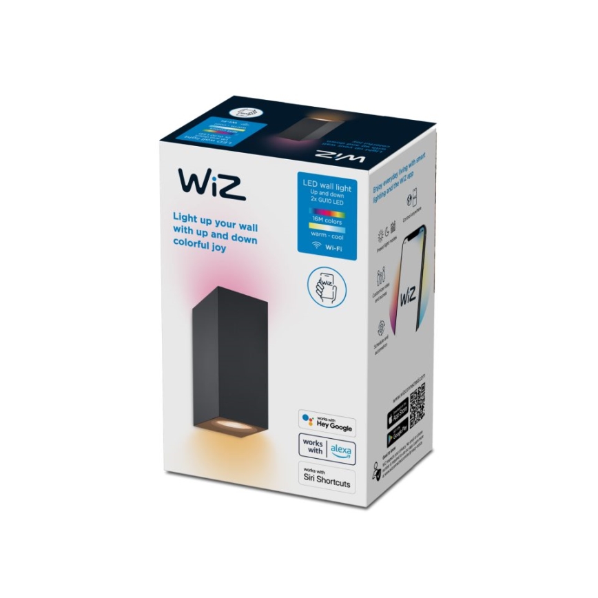 WiZ -LED RGBW Dimbar vägglampa UP&DOWN 2xGU10/4,7W/230V 2200-6500K Wi-Fi CRI 90 svart