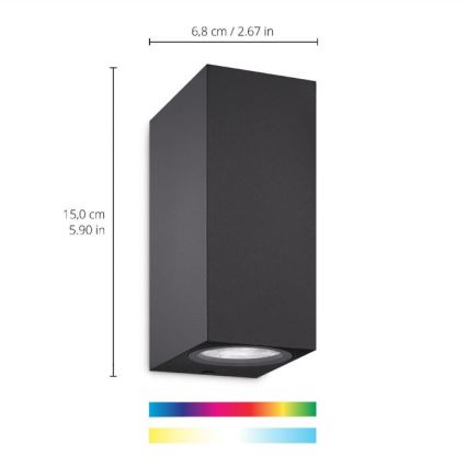 WiZ -LED RGBW Dimbar vägglampa UP&DOWN 2xGU10/4,7W/230V 2200-6500K Wi-Fi CRI 90 svart
