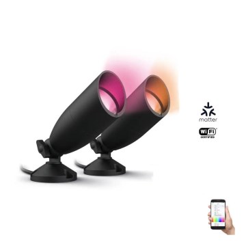 WiZ - SET 2x LED RGBW Dimbart utomhusspotlight SPOT LED/10W/230V 2700-5000K IP65 Wi-Fi