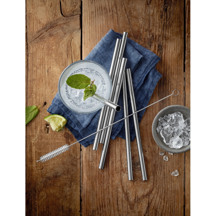 WMF - KIT 6x Sugrör i rostfritt stål BARIC + rengöringsborste