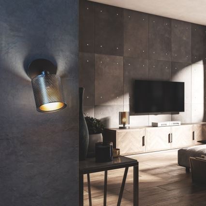 Wofi 12106 - Väggspotlight CHEVAL 1xE14/28W/230V svart/gyllene