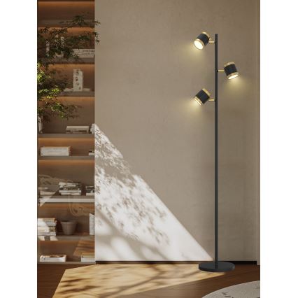 Wofi 3003-304S - Dimmbar LED-golvlampa TOULOUSE 3xLED/7W/230V svart/guld
