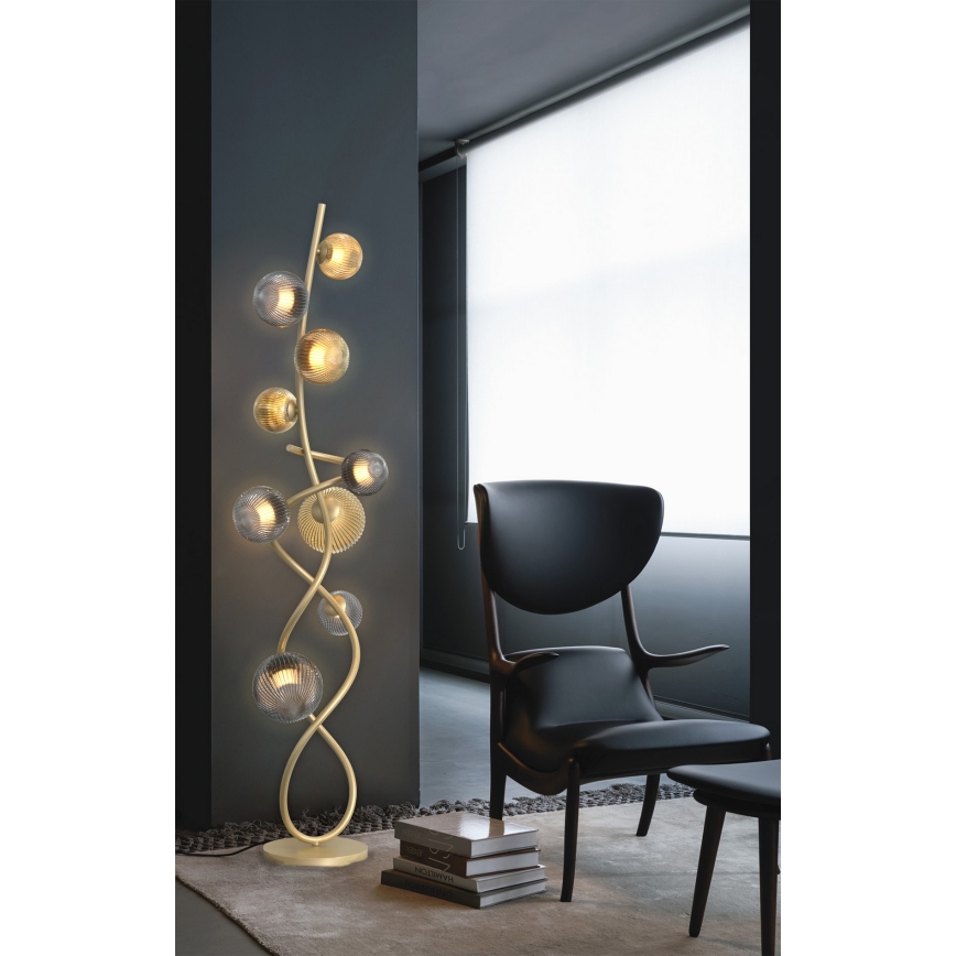 Wofi 3015-904 - LED golvlampa METZ 9xG9/3,5W/230V guld/grå