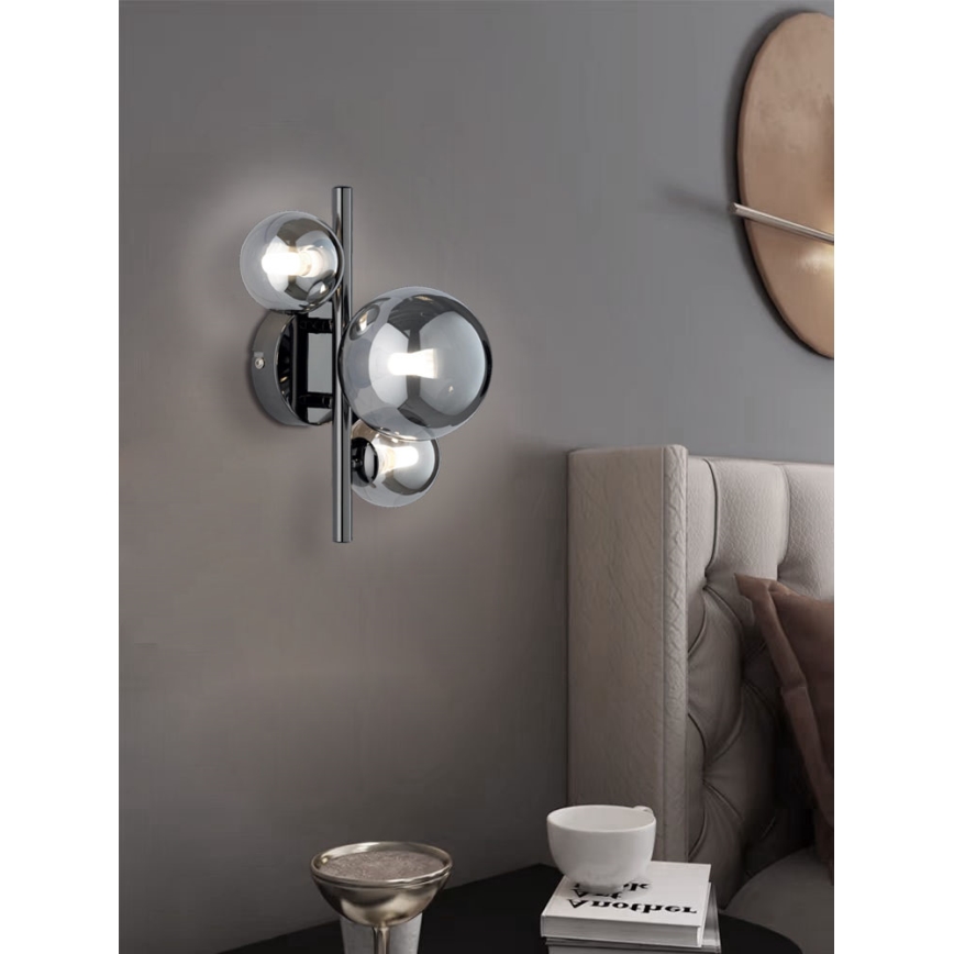 Wofi 4014.03.24.9000 - LED väggbelysning VILLA 3xG9/3W/230V svart/skinande krom