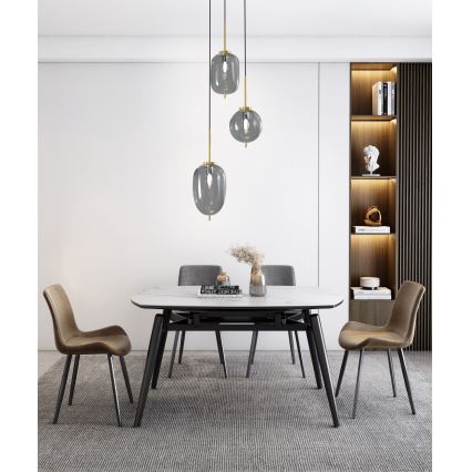 Wofi 5007-302 - Ljuskrona med textilsladd BELLEVILLE 3xE14/40W/230V svart/guld