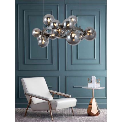 Wofi 5014-1505W - LED ljuskrona med textilsladd VILLA 15xG9/3W/230V svart