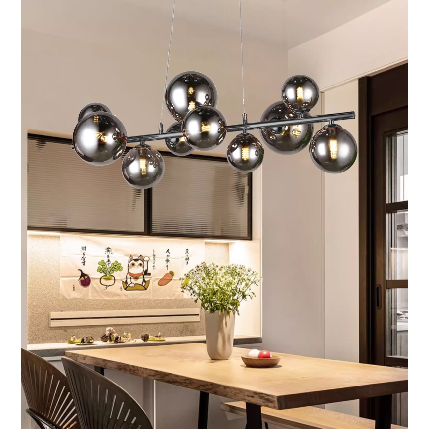 Wofi 6014.10.24.9000 - LED Taklampa VILLA 10xG9/3W/230V svart/glansig krom