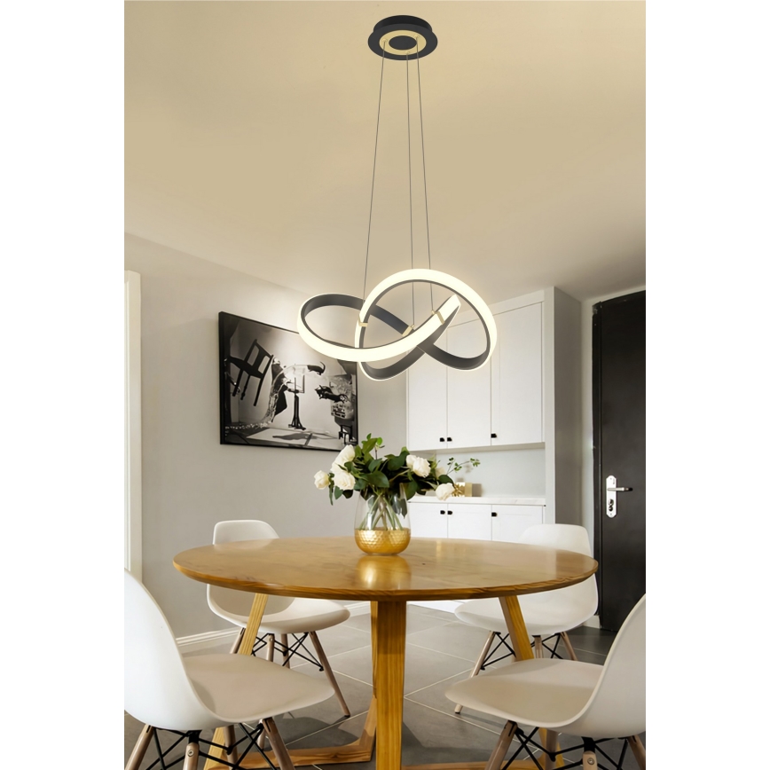 Wofi 6134-104 - LED ljusreglerad ljuskrona på textilsladd INDIGO LED/44W/230V svart/guld