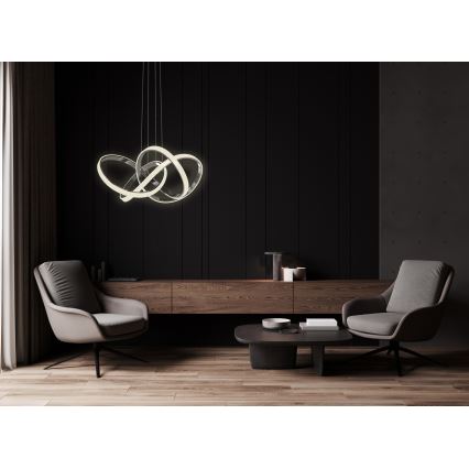 Wofi 6134-105L - LED ljusreglerad ljuskrona på textilsladd INDIGO LED/50W/230V svart/skinande krom