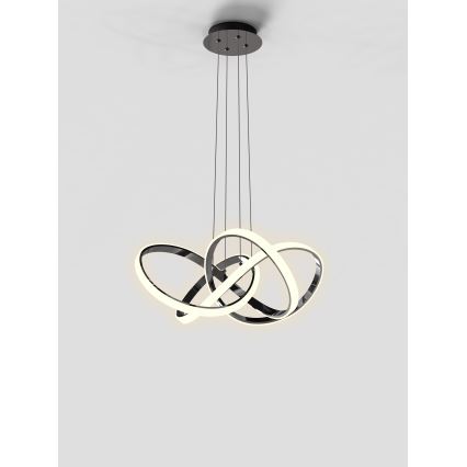 Wofi 6134-105L - LED ljusreglerad ljuskrona på textilsladd INDIGO LED/50W/230V svart/skinande krom