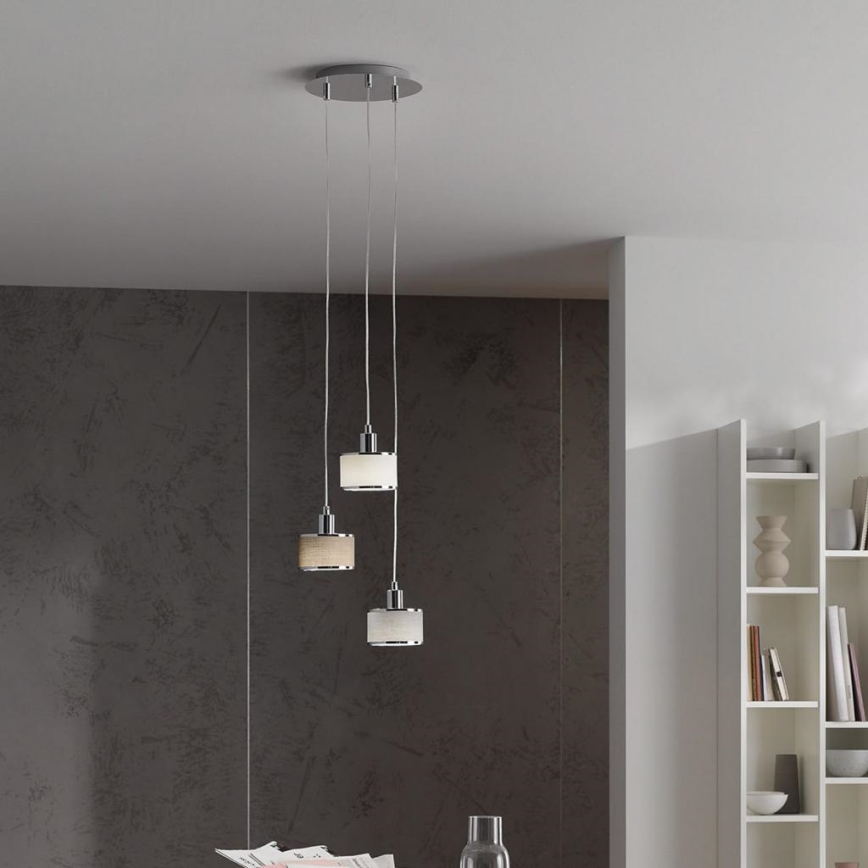 Wofi 619903019000 - Ljuskrona med textilsladd CIARA 3xE14/28W/230V