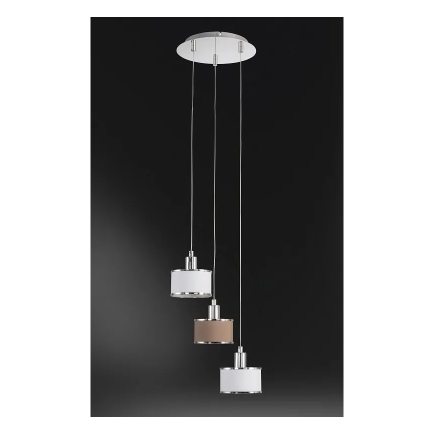 Wofi 619903019000 - Ljuskrona med textilsladd CIARA 3xE14/28W/230V