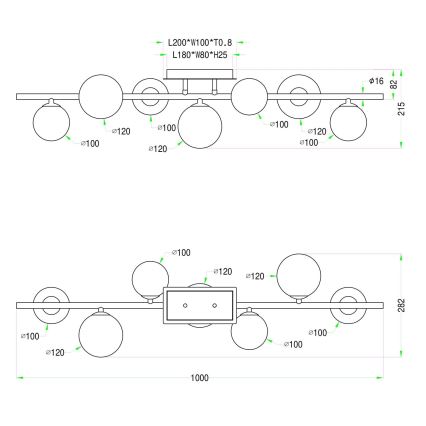 Wofi 7014-705W - LED ytmonterad ljuskrona VILLA 7xG9/3W/230V svart