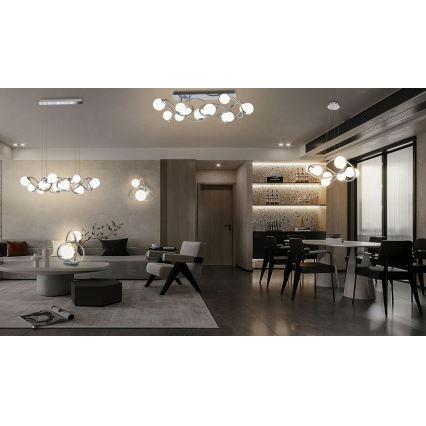 Wofi 7014-807 - LED ljuskrona med textilsladd NANCY 8xG9/3,5W/230V skinande krom