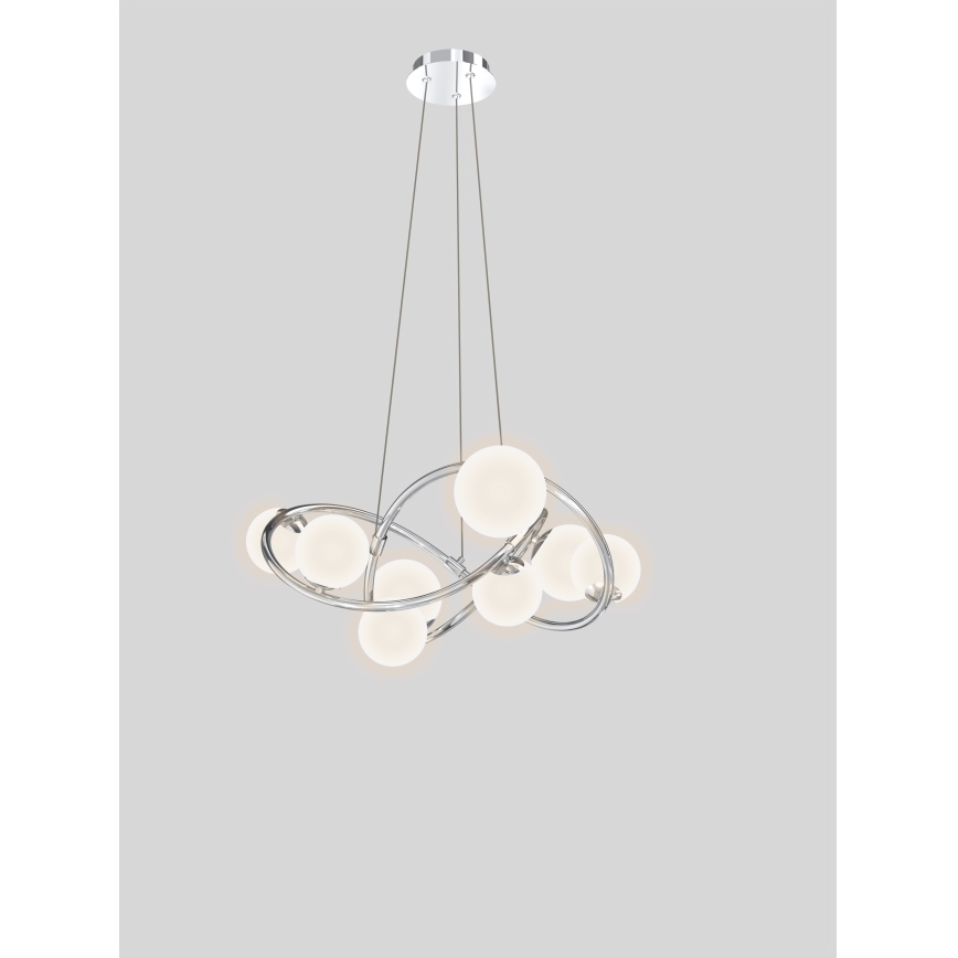 Wofi 7014-807 - LED ljuskrona med textilsladd NANCY 8xG9/3,5W/230V skinande krom