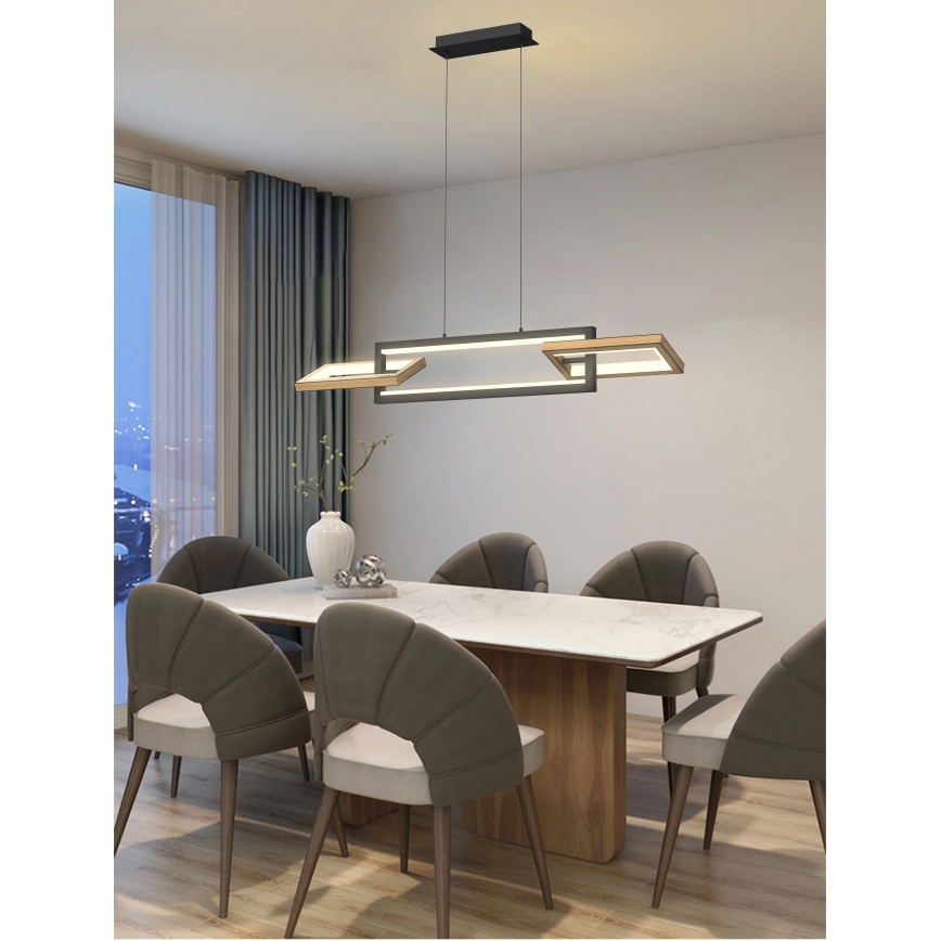 Wofi 7022-306- LED ljusreglerad ljuskrona på textilsladd MATERA LED/30W/230V svart/brun
