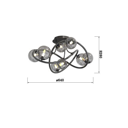 Wofi 9014-805 - LED ytmonterad ljuskrona NANCY 8xG9/3,5W/230V svart/skinande krom