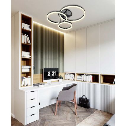 Wofi 9049-405 - LED Dimbar taklampa PERPIGNAN LED/51W/230V svart/glansig krom